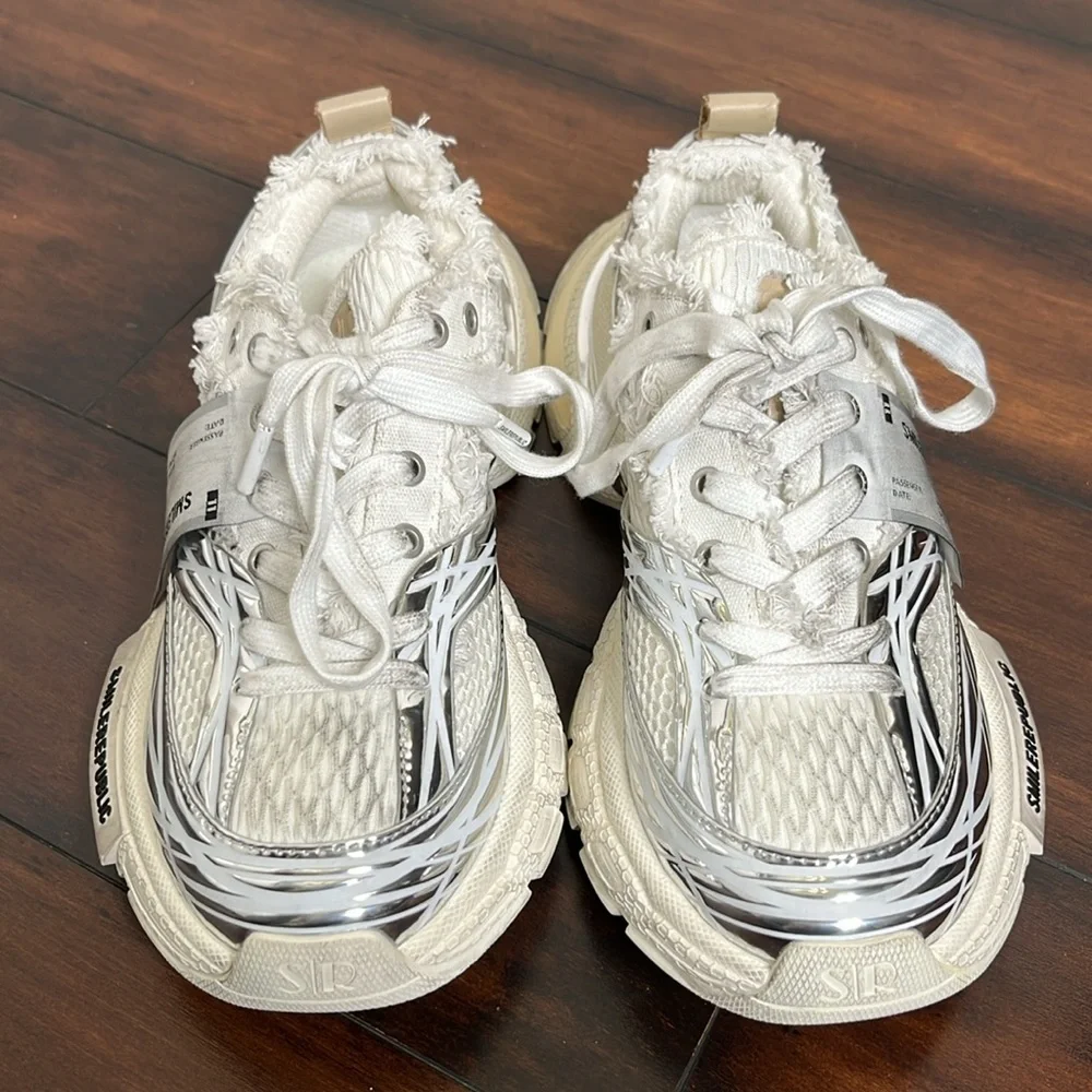 SMILEREPUBLIC Skyline Silver Mesh Chunky Sneakers Dirty size EU 40 US Women 9.5 - Picture 6 of 16